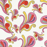 Abstract colorful doodle flower with curls seamless pattern. Fantasy floral background. vector