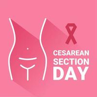 vector illustration, belly of woman with cesarean section wound, as banner or poster, Cesarean section Day.