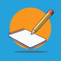 Notes concept cartoon icon illustration with paper and pencil. education object Free Vector