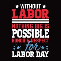 Without Labor nothing big is possible honour and respect for labor day typography design vector