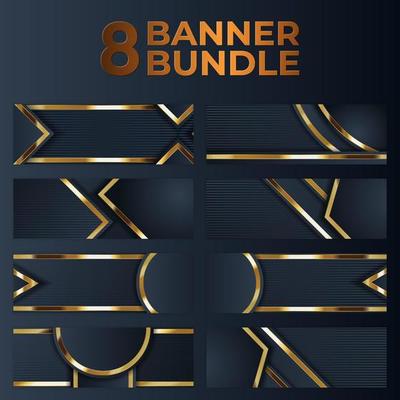 set of gold banner design with minimalist modern style gold luxury