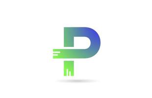 Logotipo del icono de la letra del alfabeto verde p. diseño creativo para negocio o empresa vector