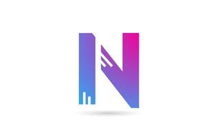 logotipo de la letra del alfabeto n para empresas y empresas. plantilla de color rosa azul para el diseño de iconos vector