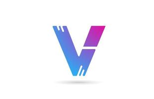 V alphabet letter logo for business and company. Blue pink colour template for icon design vector