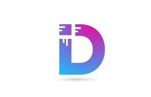 D alphabet letter logo for business and company. Blue pink colour template for icon design vector