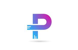 P alphabet letter logo for business and company. Blue pink colour template for icon design vector