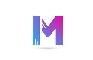M alphabet letter logo for business and company. Blue pink colour template for icon design vector