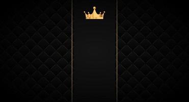 Black seamless pattern in retro style with a gold crown. Can be used for premium royal party. Luxury template with vintage leather texture. Background for king and little prince. Invitation card vector