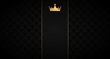 Black seamless pattern in retro style with a gold crown. Can be used for premium royal party. Luxury template with vintage leather texture. Background for king and little prince. Invitation card vector