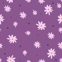 Simple floral seamless pattern with daisies and polka dot. Endless feminine print. Vector illustration