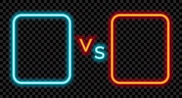 Versus neon sign. Neon symbol. Light banner, bright night advertising. Colorful neon illustration with copy space. Vector illustration