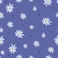 Simple floral seamless pattern with daisies and polka dot. Endless feminine print. Vector illustration