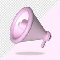 3d rendering of pink megaphone on pink background. Pink Megaphone Isolated vector