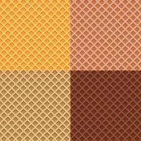 Waffle set pattern, ice cream cone vector texture, sweet dessert wafer background. Cartoon candy illustration