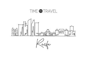 One continuous line drawing of Recife city skyline, Brazil. Beautiful landmark home decor poster print art. World landscape tourism travel vacation. Stylish single line draw design vector illustration