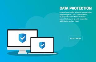 plantilla de página de destino de protección de datos vector