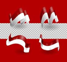 Set of realistic 3D waving Indonesia flag vector