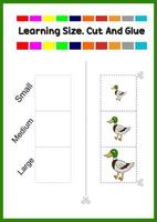 learning the size cut and glue the duck. vector