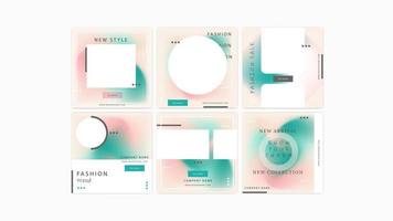 Gradient social media template post set vector