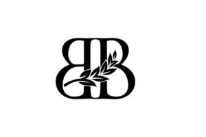 letter B with a leaf in the middle vector