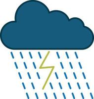 Cloud With Rain Thunder Filled Outline Icon Vector