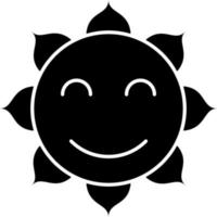 Smiling Sun Glyph Icon Vector
