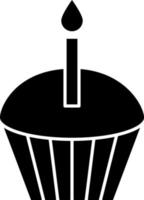 Cupcake Candle Glyph Icon Vector