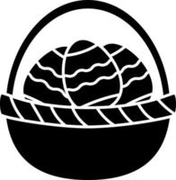 Basket With Egg Glyph Icon Vector