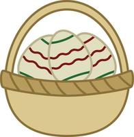 Basket With Egg Filled Outline Icon Vector