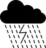 nube con vector de icono de glifo de lluvia y trueno