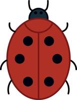 vector de icono de contorno lleno de escarabajo de mariquita