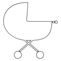 Baby carriage outline black color vector