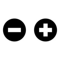Add sign and delete sign icon black color vector illustration image flat style