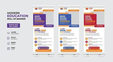 Creative and modern education admission Rollup Banner vector