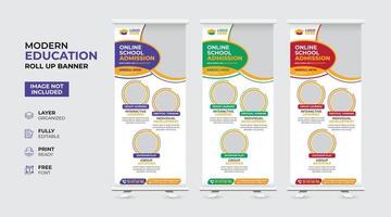Creative and modern education admission Rollup Banner vector