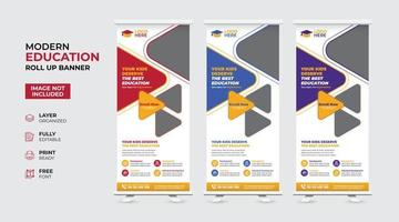 Creative and modern education admission Rollup Banner vector