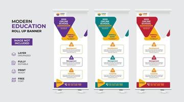 Creative and modern education admission Rollup Banner vector