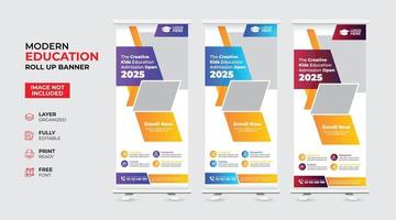 Creative and modern education admission Rollup Banner vector