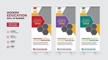 Creative and modern education admission Rollup Banner vector