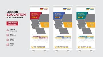 Creative and modern education admission Rollup Banner vector