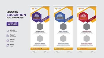 Creative and modern education admission Rollup Banner vector