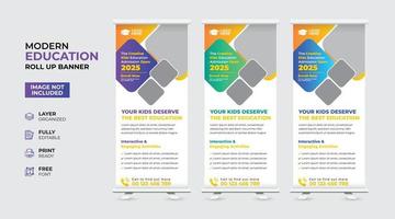 Creative and modern education admission Rollup Banner vector