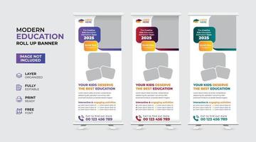 Creative and modern education admission Rollup Banner vector