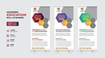 Creative and modern education admission Rollup Banner vector