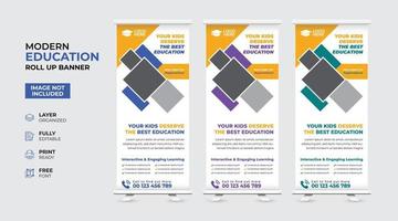 Creative and modern education admission Rollup Banner vector