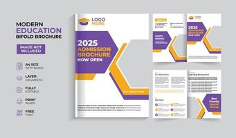 Creative and modern education admission bifold brochure vector