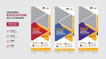 Creative and modern education admission Rollup Banner vector