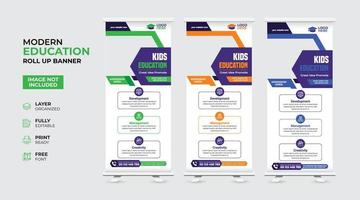 Creative and modern education admission Rollup Banner vector