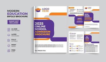 Creative and modern education admission bifold brochure vector