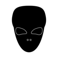 Extraterrestrial alien face or head black icon . vector